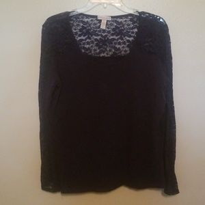 Long Sleeve Navy Sheer Sleeves
